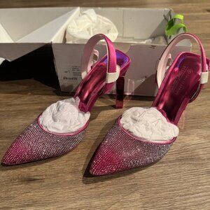 Call It Spring Pink Rhinestone Slingback Heels